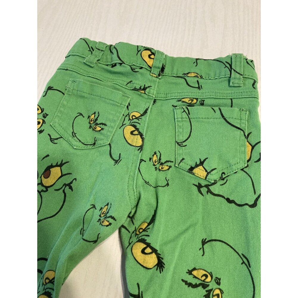 Grinch Bell Bottom Distressed Denim Pants Green Christmas Toddler Size 5/6 - Picture 7 of 7